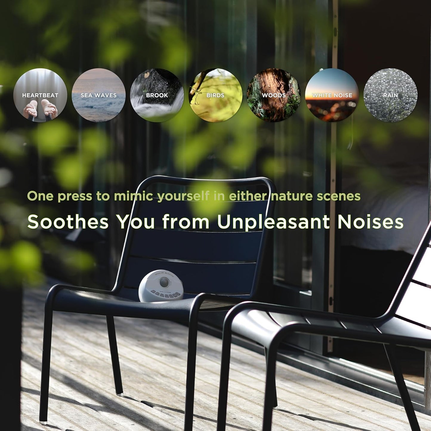 WELLCARE Sound Machine - White Noise & Nature Sounds for Sleep | Adjustable Volume & Timer