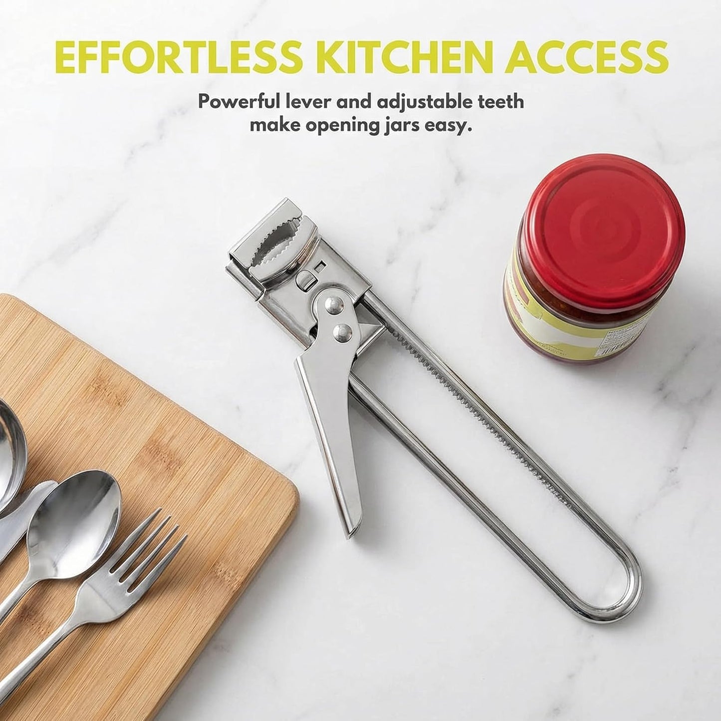 Skiennix Stainless Steel Jar Opener - Adjustable & Multifunctional Tool for Weak Hands | Ideal for Seniors with Arthritis