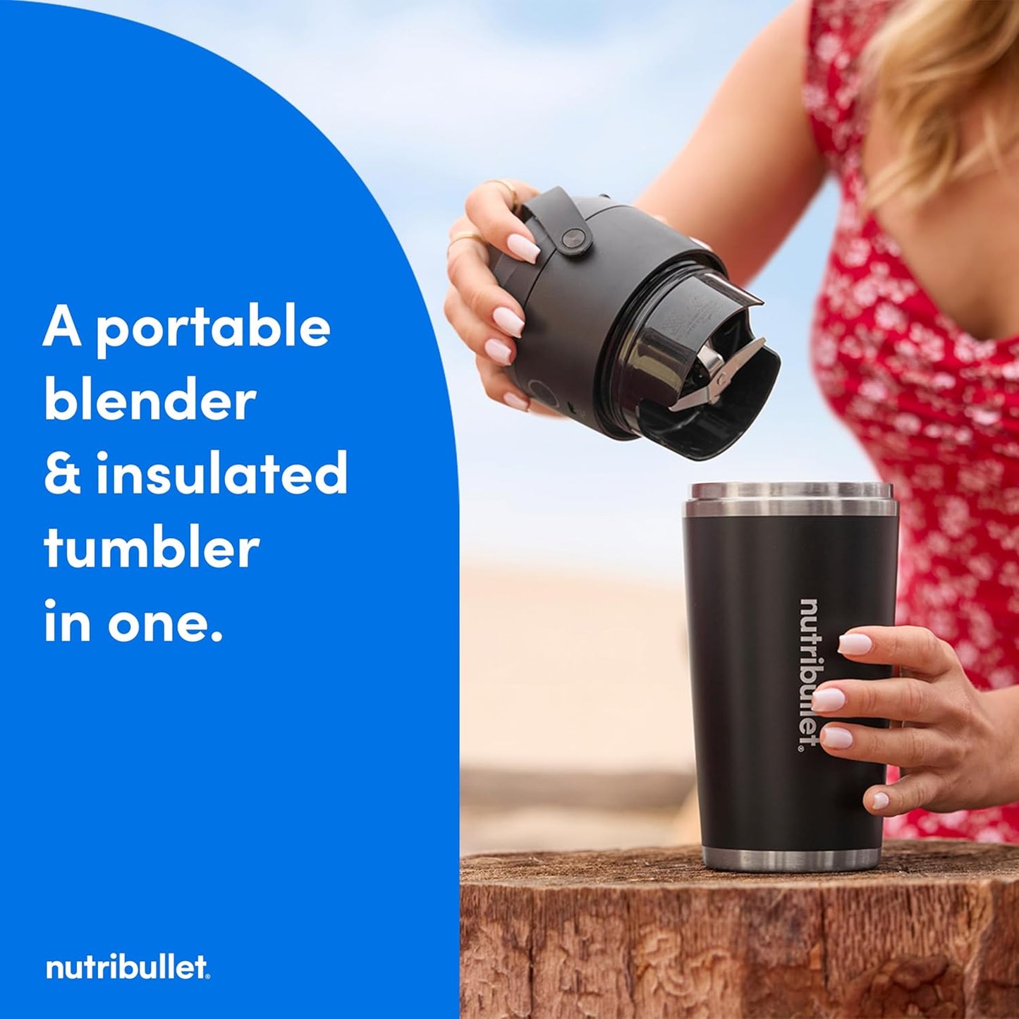 Nutribullet Flip Portable Blender - Cordless Design with Insulated Cup | Sleek Black Finish