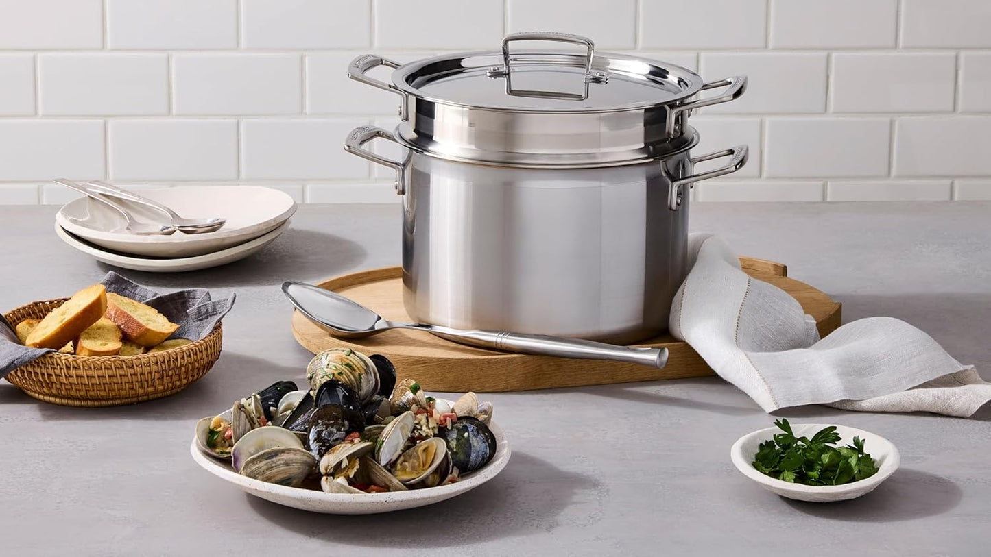 Le Creuset Stainless Steel Deep Pasta Pot - 3-Ply Construction, 7.5qt Capacity