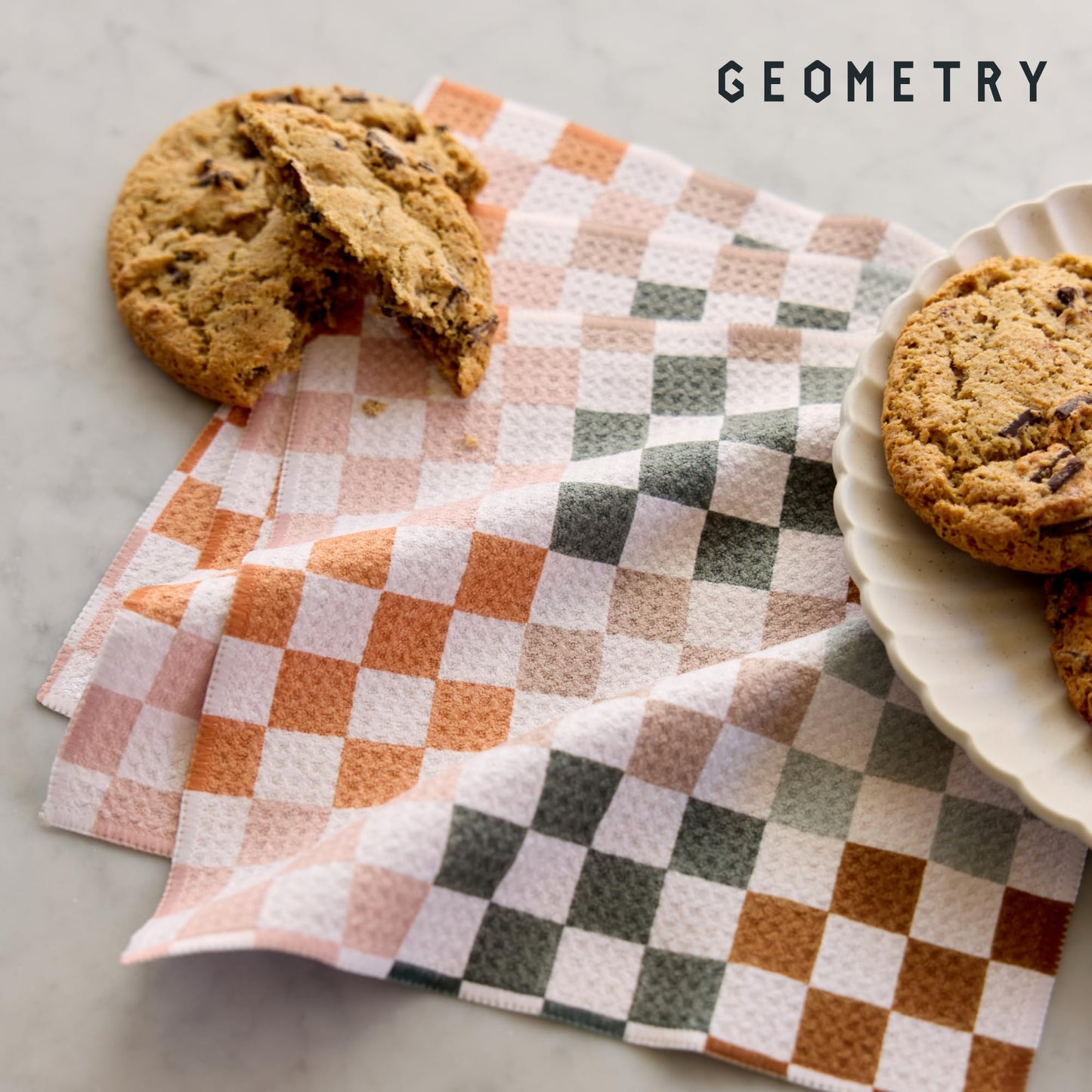 GEOMETRY Kitchen Dish Cloths - Quick Dry Dishcloths for Kitchen - Premium Dish Rags with Geoweave - 3-Pack Set Autumn Checkers