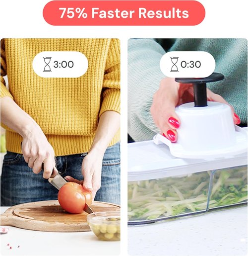 Fullstar Mandoline Slicer - 6-in-1 Vegetable Chopper & Cutter with Container | Kitchen Essential in White/Black