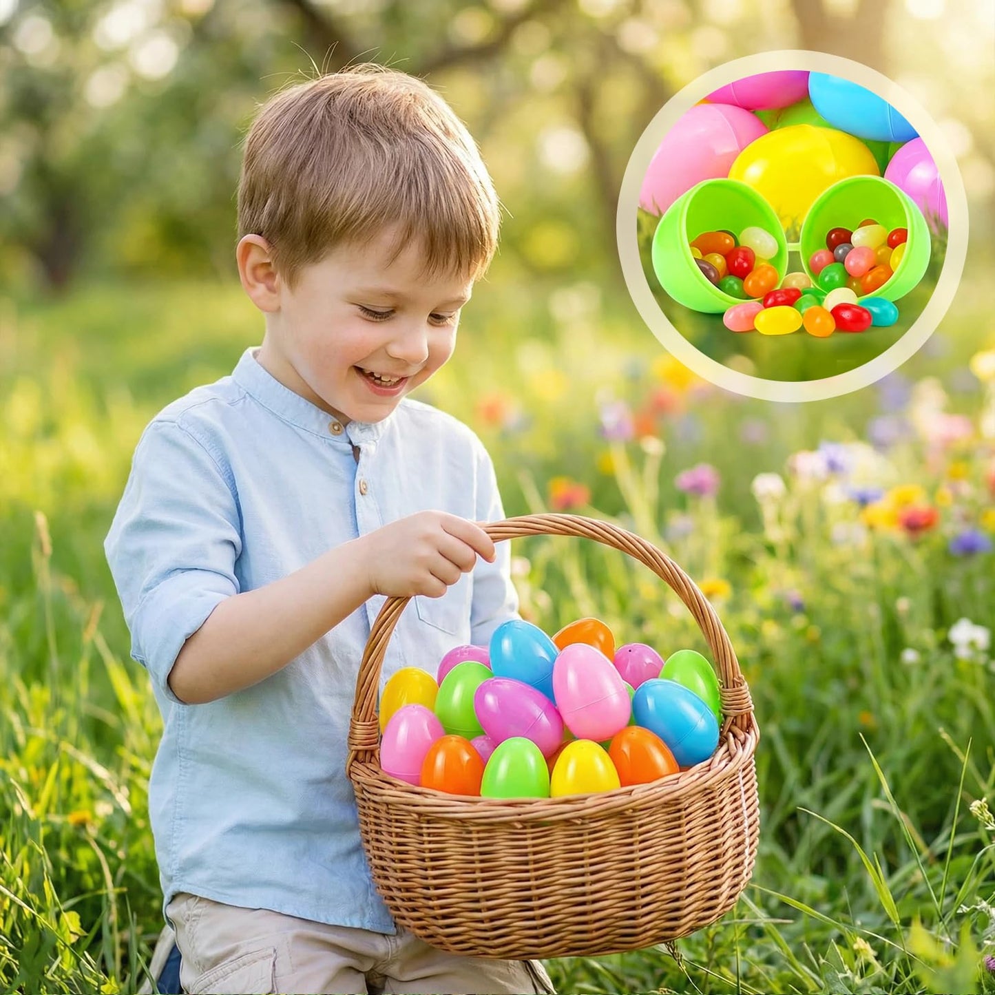 YZNlife 600Pcs Plastic Easter Eggs Bulk – 2.3" Fillable Empty Eggs for Easter Egg Hunt, Party Favors, Basket Stuffers, Classroom Prizes, & Treat Filling – Bright Multicolor ﻿ ﻿