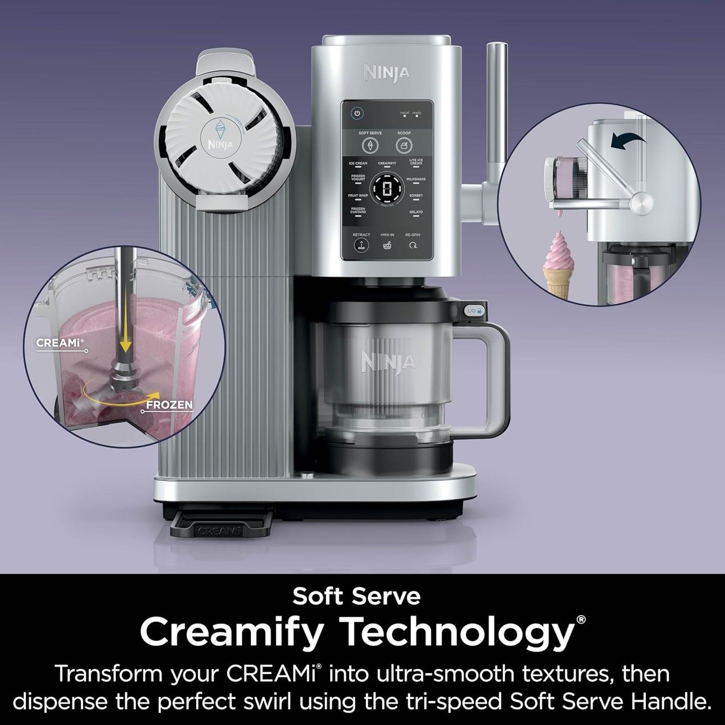 Ninja Swirl by CREAMi Ice Cream Maker - 13-in-1 Soft Serve & Sorbet Machine | 16oz Pints Included
