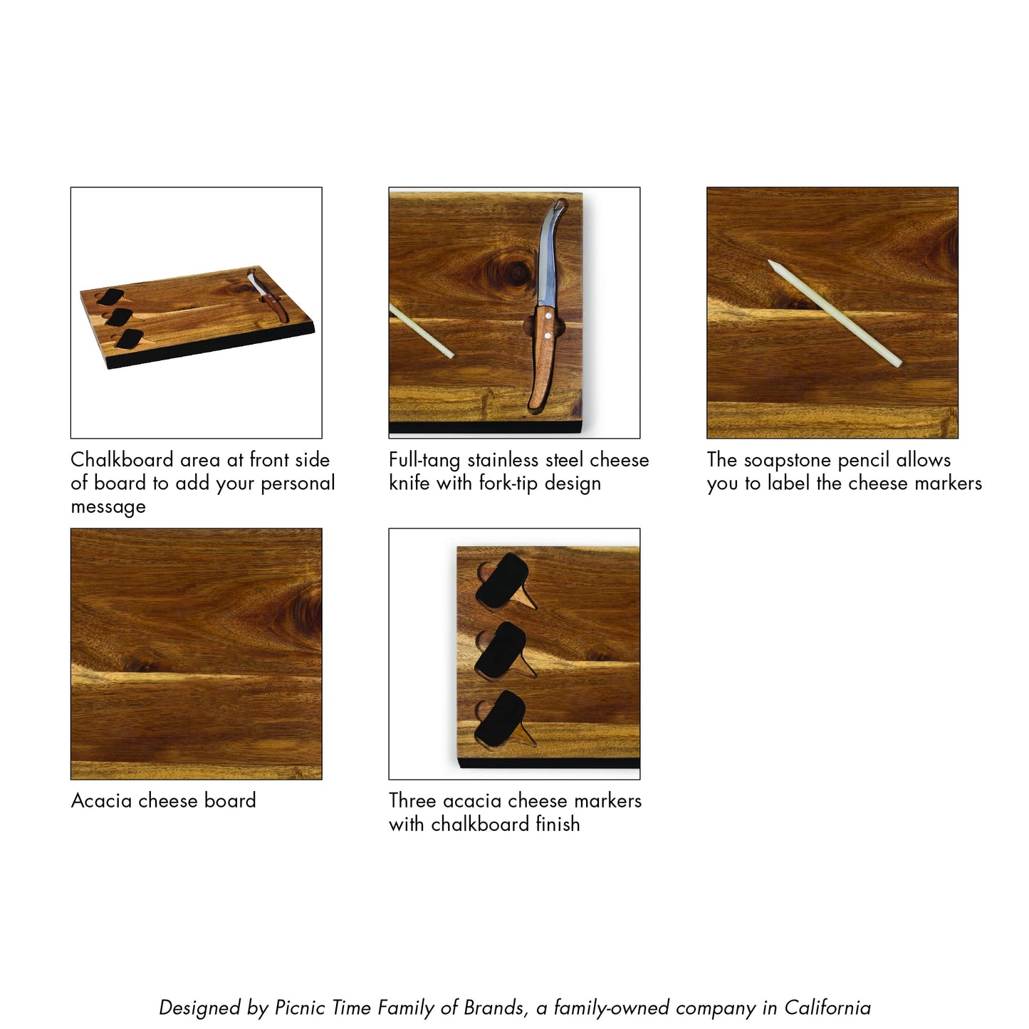 PICNIC TIME NFL Washington Commanders Delio Cheese Board and Knife Set, Charcuterie Board Set, Acacia Wood Cutting Board with Cheese Knife and Markers, (Acacia Wood)