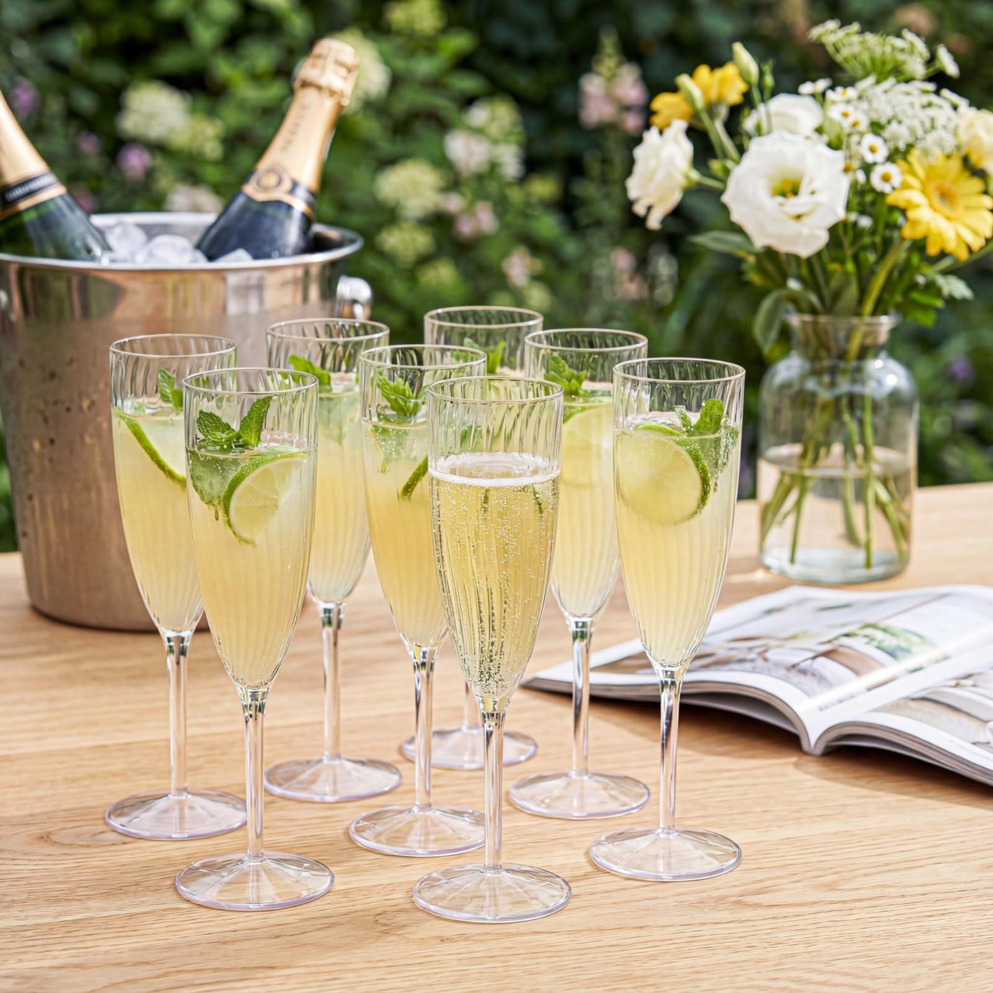 WDF 36PCS Clear Champagne Flutes Plastic - 6 OZ Clear Disposable Champagne Flutes Party Supplies for Wedding/Birthday/Parties/Graduation