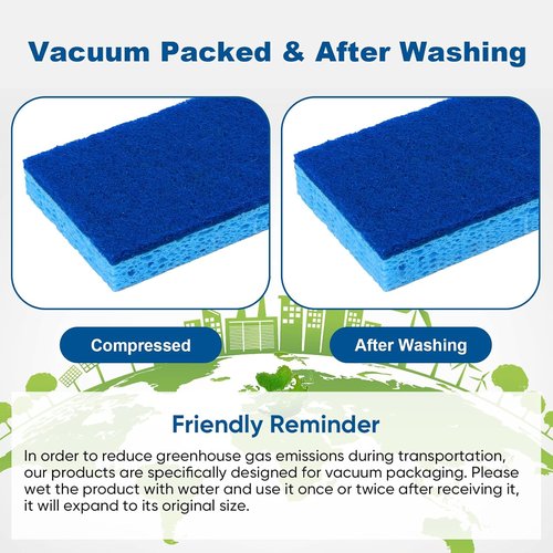 HOMEXCEL Kitchen Sponges - 24 Non-Scratch Dual-Sided Cleaning Sponges for Safe Use on Cookware