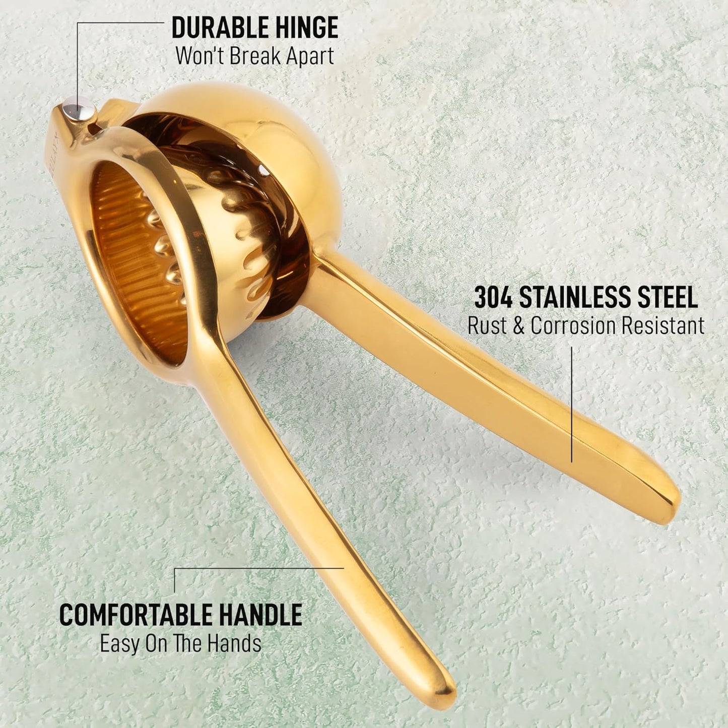 Zulay Kitchen Extra Large Lemon Squeezer - Heavy Duty Stainless Steel Citrus Juicer | Ergonomic Design in Gold