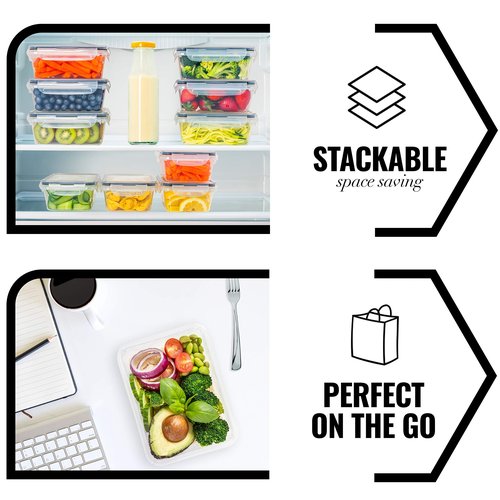 fullstar 20-Piece Plastic Food Storage Containers with Lids (10 Containers & 10 Lids) - Leakproof, BPA-Free, Meal Prep Containers, Reusable Lunch Storage Set for Kitchen Organization (Pack of 20)