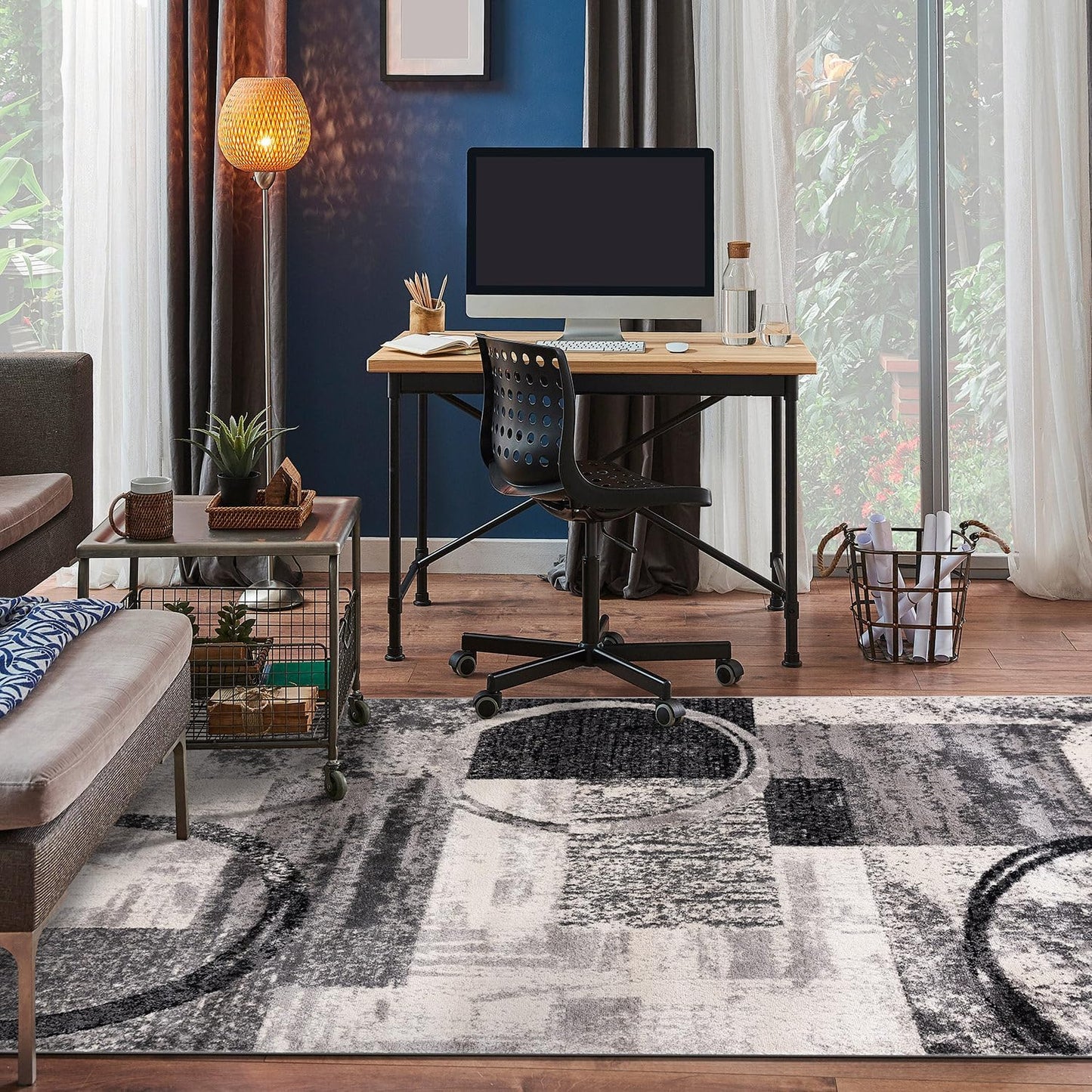Rugshop Contemporary Abstract Circle Design Soft Area Rug 5'3" x 7'3" Cream