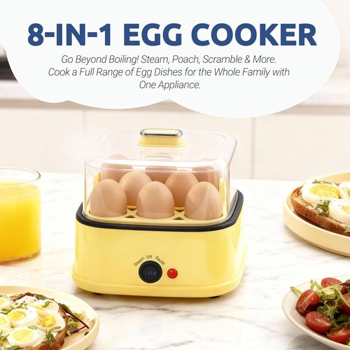 8-in-1 Electric Egg Cooker by [Brand Name] - Rapid Hard, Soft & Poached Egg Boiler | 8 Egg Capacity, Auto Shut-Off, Dishwasher Safe