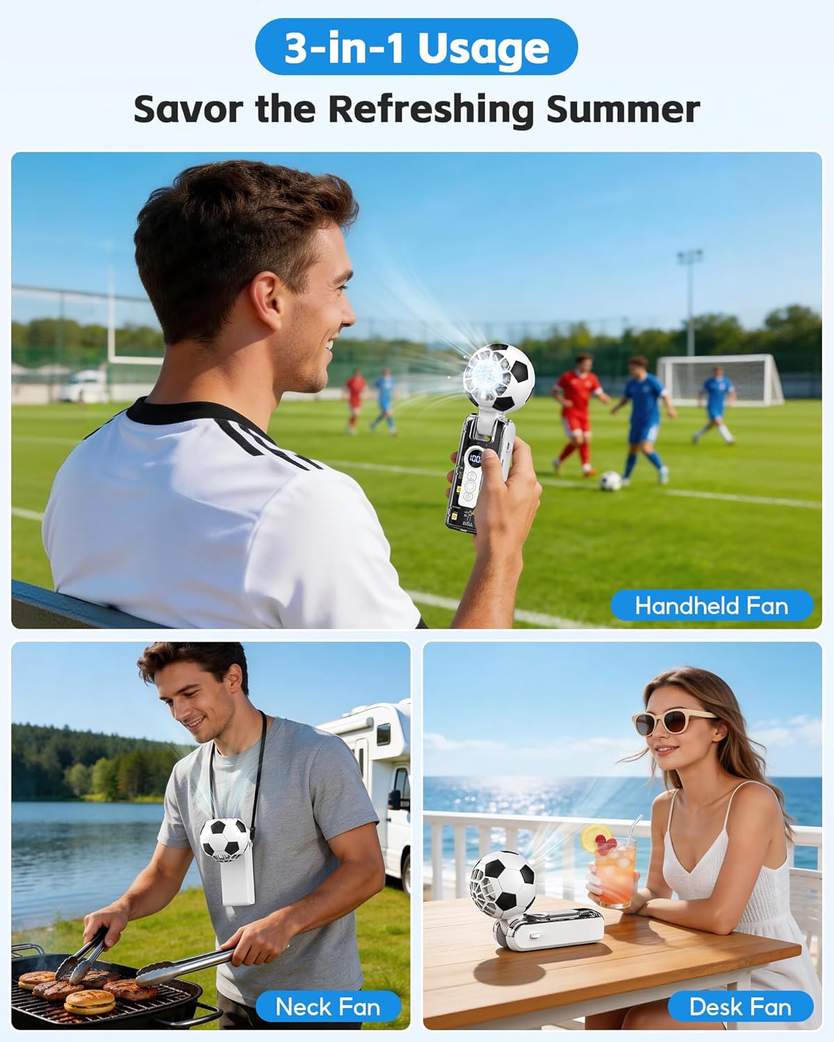 Skiennix Portable Handheld Turbo Fan - Rechargeable 5-Speed Cooling Fan | 180° Foldable, 12-Hour Battery Life for Travel & Outdoor Use