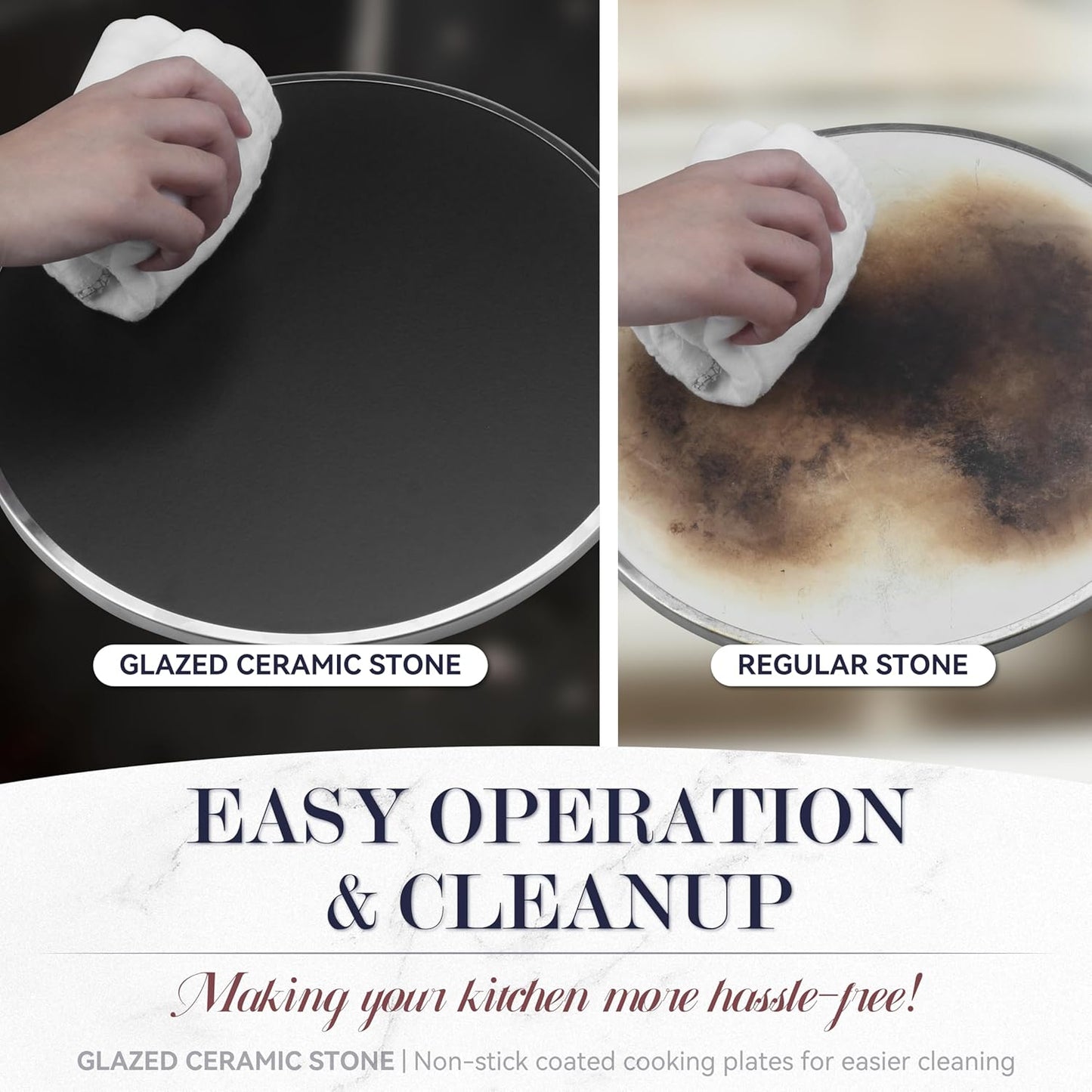 Baker's Friend Electric Pizza Oven - 12-Inch Indoor Countertop Cooker with Premium Ceramic Stone - Creamy White