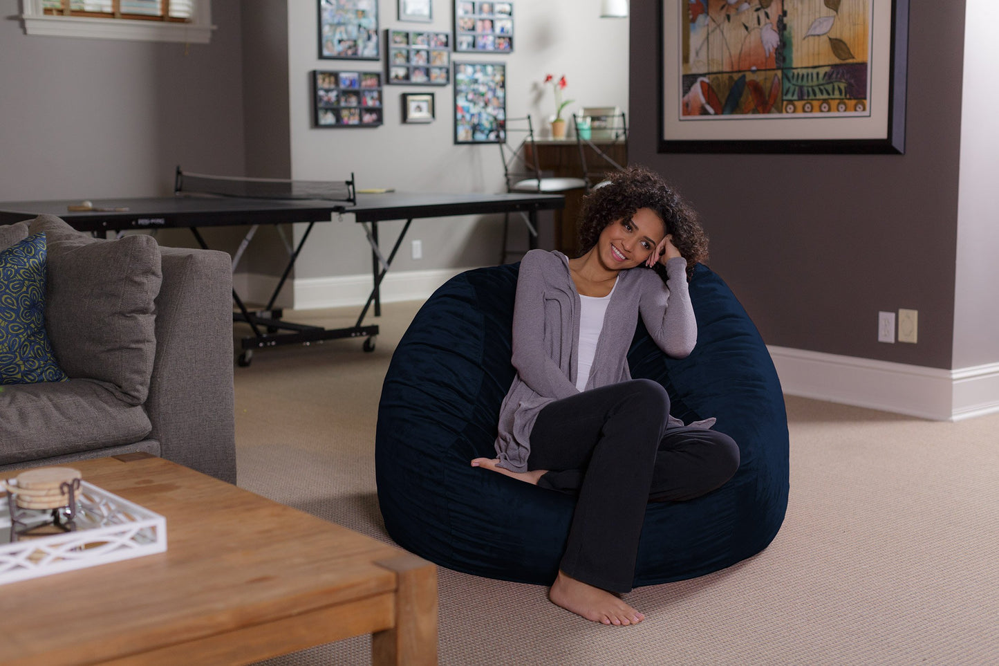 Sofa Sack Bean Bag Chair - Plush, Ultra Soft - Memory Foam Bean Bag Chair with Microsuede Cover - Stuffed Foam Filled Furniture and Accessories for Dorm Room 4 Feet - Navy