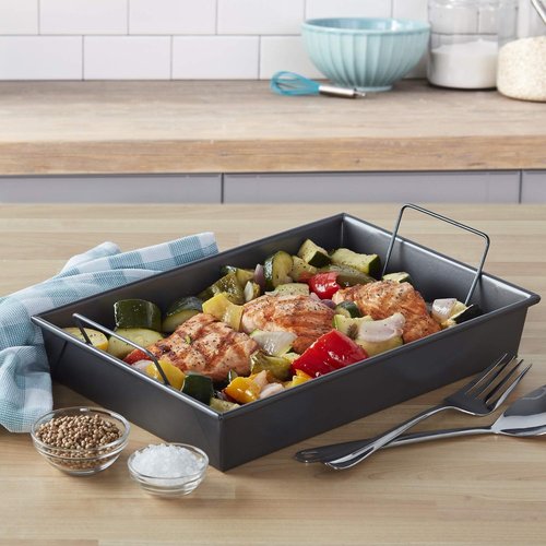 Chicago Metallic Non-Stick Roast Pan - 13-Inch by 9-Inch with Durable Non-Stick Rack