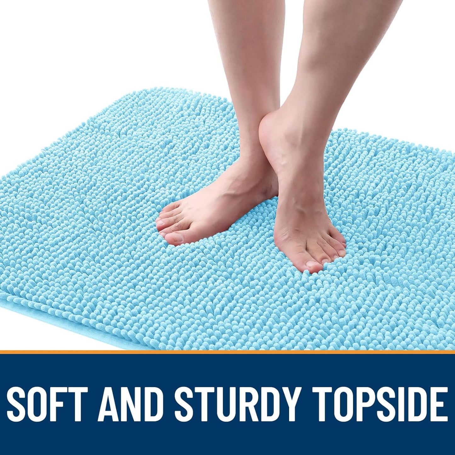 OLANLY Dog Door Mat - Absorbent Non-Slip Mud Mat for Indoor Use | Quick Dry Chenille, 70x32, Blue