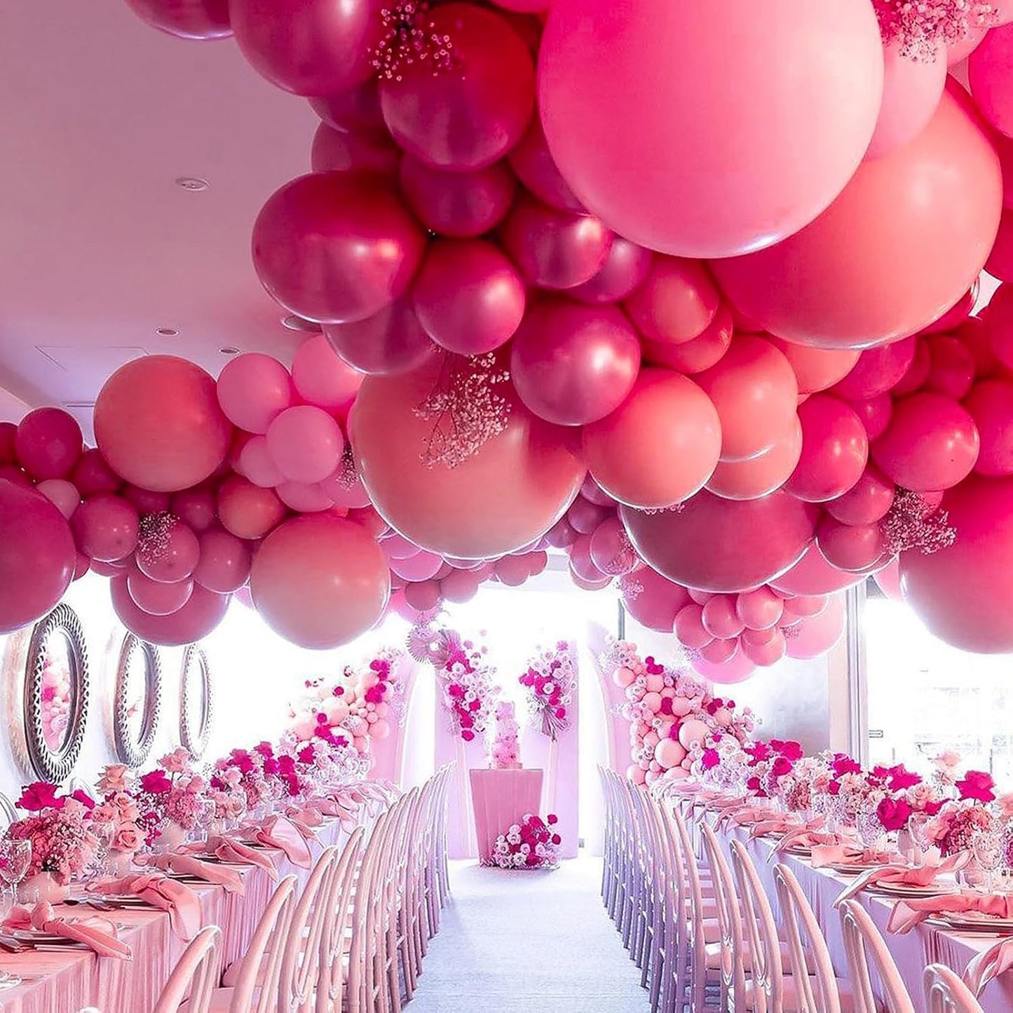 PartyWoo Hot Pink Balloon Arch Kit - 127pcs in Various Sizes for Baby Shower, Bachelorette & Birthday Decor