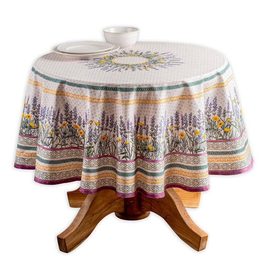 Maison d' Hermine Table Cloth Round Table 100% Cotton 69 Round Inches Tablecloth Reusable Decorative for Dining Kitchen Room Farmhouse Home Gifts for Mothers Day Spring Summer - Fanny Lavender
