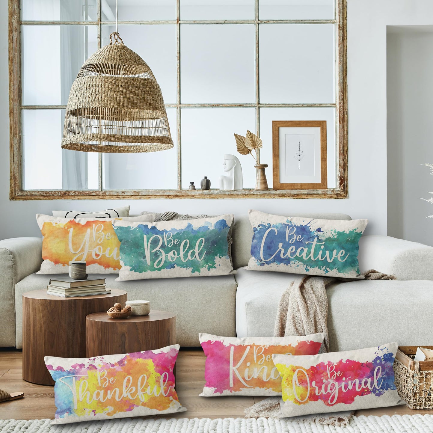 Ursar Inspiring Saying Quote Motivational Phrases Throw Pillow Case, 12 x 20 Inch Set of 6, Gifts Nursery Child Classroom Decoration, Pillows Cover for Sofa Couch Bed, Child Room Decor