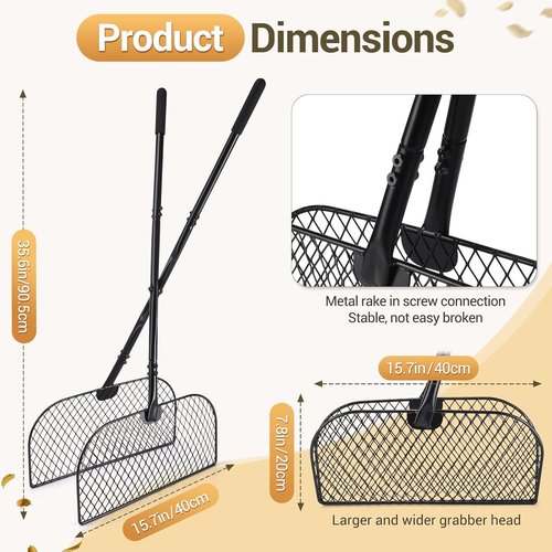 CAROD Leaf Grabber Rake - Lightweight Metal Gardening Tool for Effortless Leaf Collection | Long Handle Design