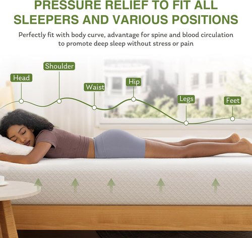 EGOHOME 12-Inch Memory Foam Mattress - Cooling Green Tea Gel for Pressure Relief | CertiPUR-US Certified, 75''L x 54''W, White