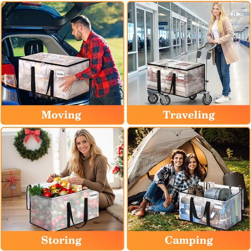 EpicTotes Extra Large Heavy Duty Moving Bags, Storage Bags with Strong Zippers & Handles, Packing Bags for Moving Essentials, Ideal Storage Tote for Home, Dorm & Storage Solutions, 93L, 8 Packs, Clear