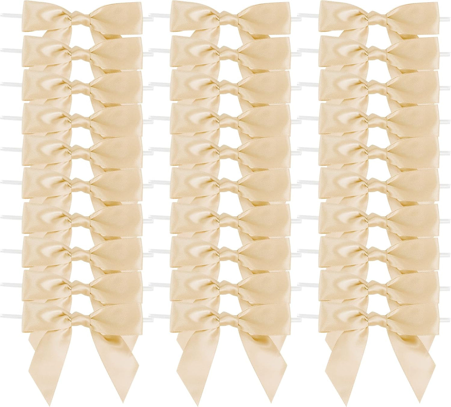 AIMUDI Champagne Gift Wrapping Bows - 3.5" Pre-Tied Small Christmas Tree Bows | 50 Count for Crafts & Decorations