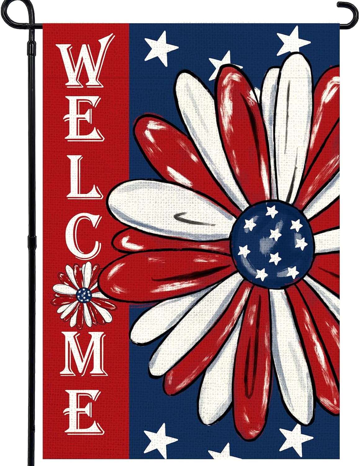 Patriotic 4th of July Garden Flag by [Brand Name] - Double-Sided 12x18 Inch Floral Design for Outdoor Decor