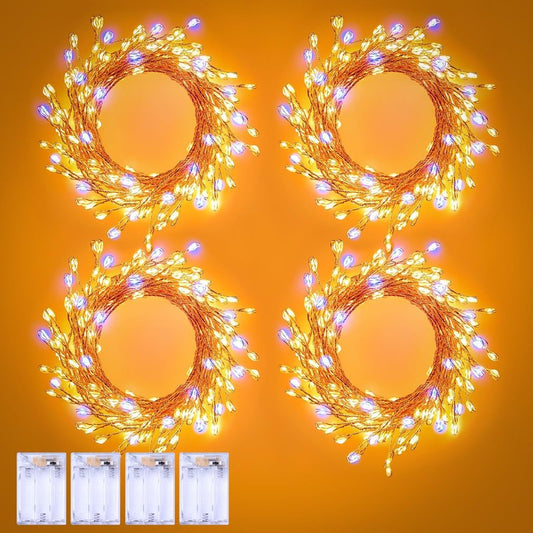 SmartDawn Fairy Lights Battery Operated, 4-Pack Total 40FT 480LEDs Fairy Lights Indoor with Timer, Decorations for Home Stairs Table Tree, Gifts for Kids, 2-Color Twinkling String Lights