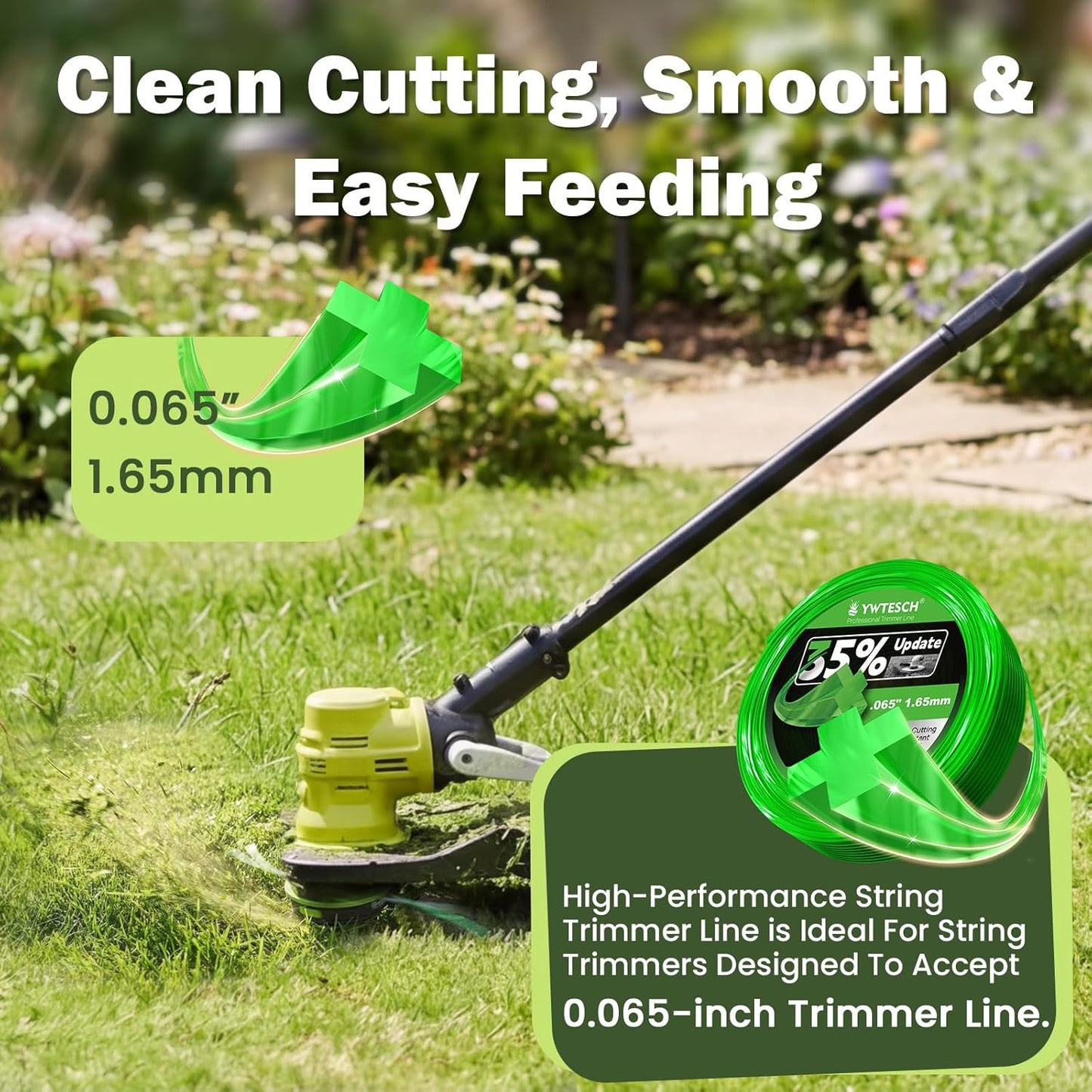 YWTESCH String Trimmer Line - 0.065'' x 1.0lbs Durable Cross Weed Eater String for Standard Models