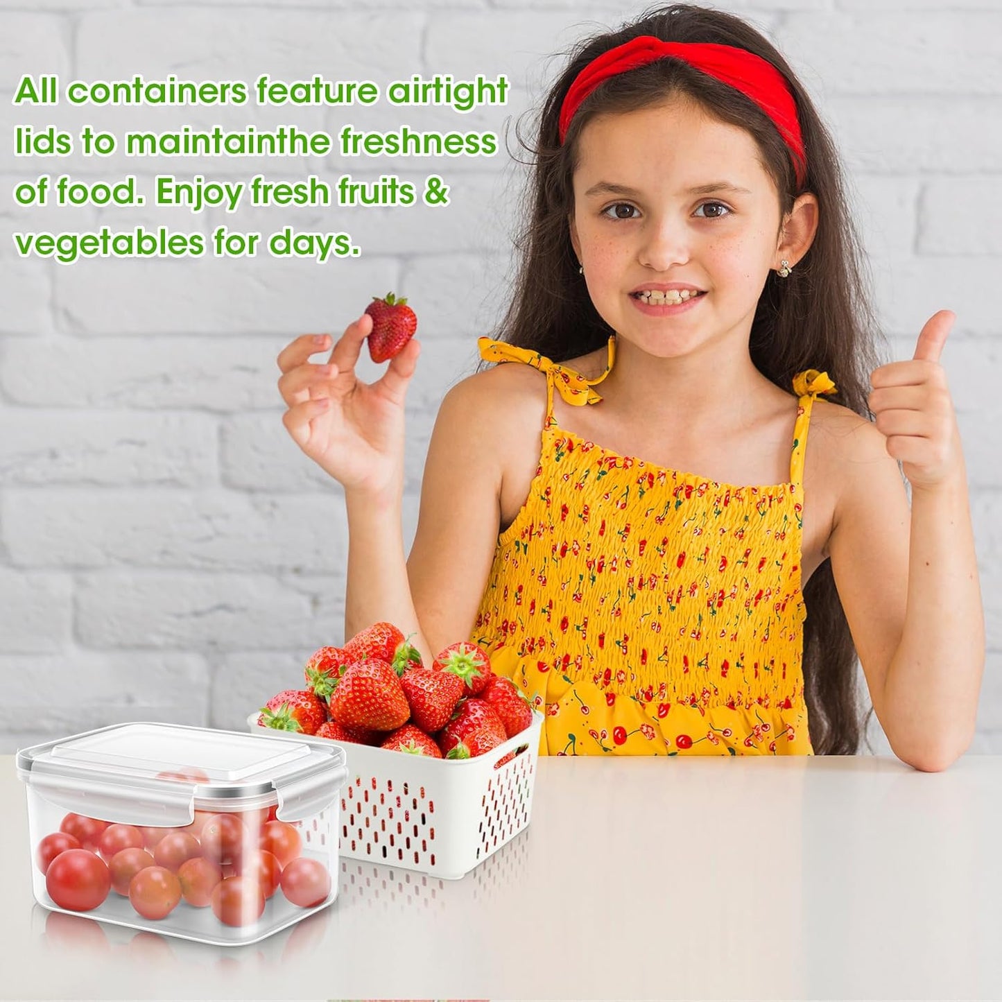 TBMAXS 6-Pack Fruit Storage Containers - Produce Saver with Drain Colanders | Refrigerator Organizer for Freshness