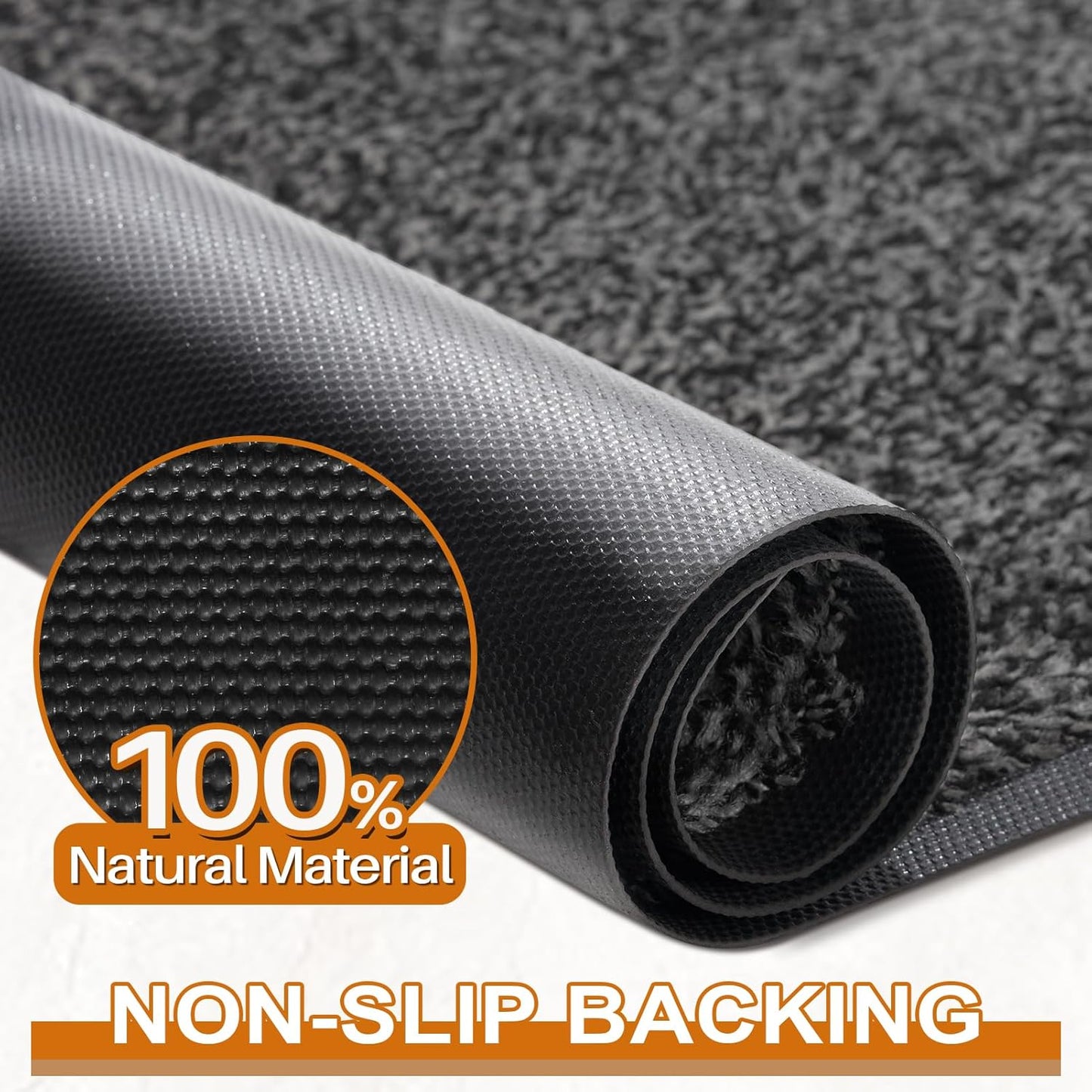 Mibao Welcome Mat - Non-Slip Waterproof Dirt Trapper Doormat | Durable Machine Washable, 29.5" x 17", Grey