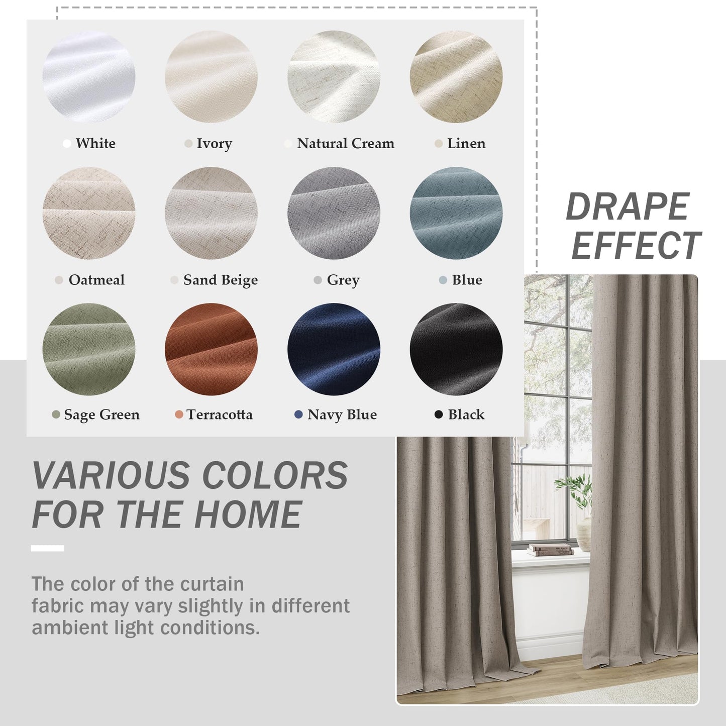 Joywell Linen Dark Apricot Full Blackout Curtains 96 Inch Long 2 Panels Set for Bedroom Living Room,Back Tab Rod Pocket Room Darkening Thermal Insulated Black Out Window Drapes,52x96 Inches