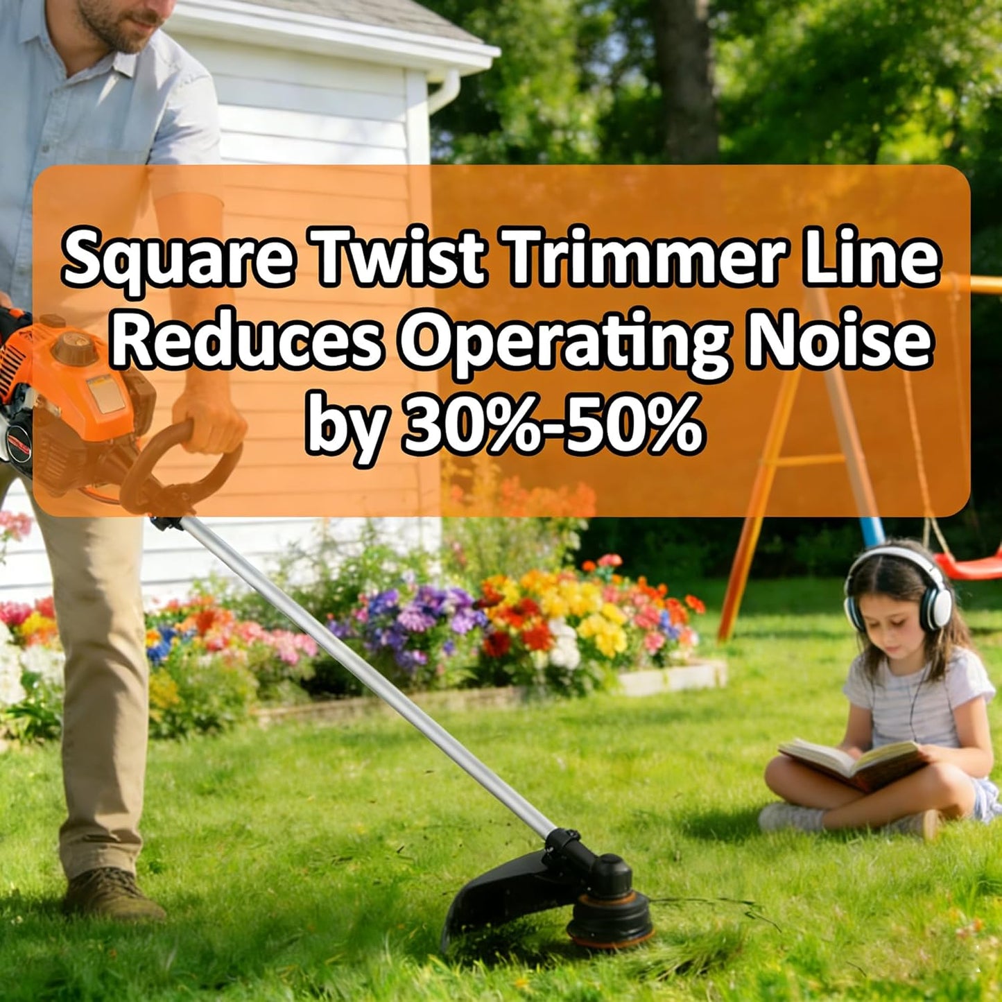 Weed Eater Commercial Square Twist .105" String Trimmer Line - 302' Premium Nylon Replacement | Orange