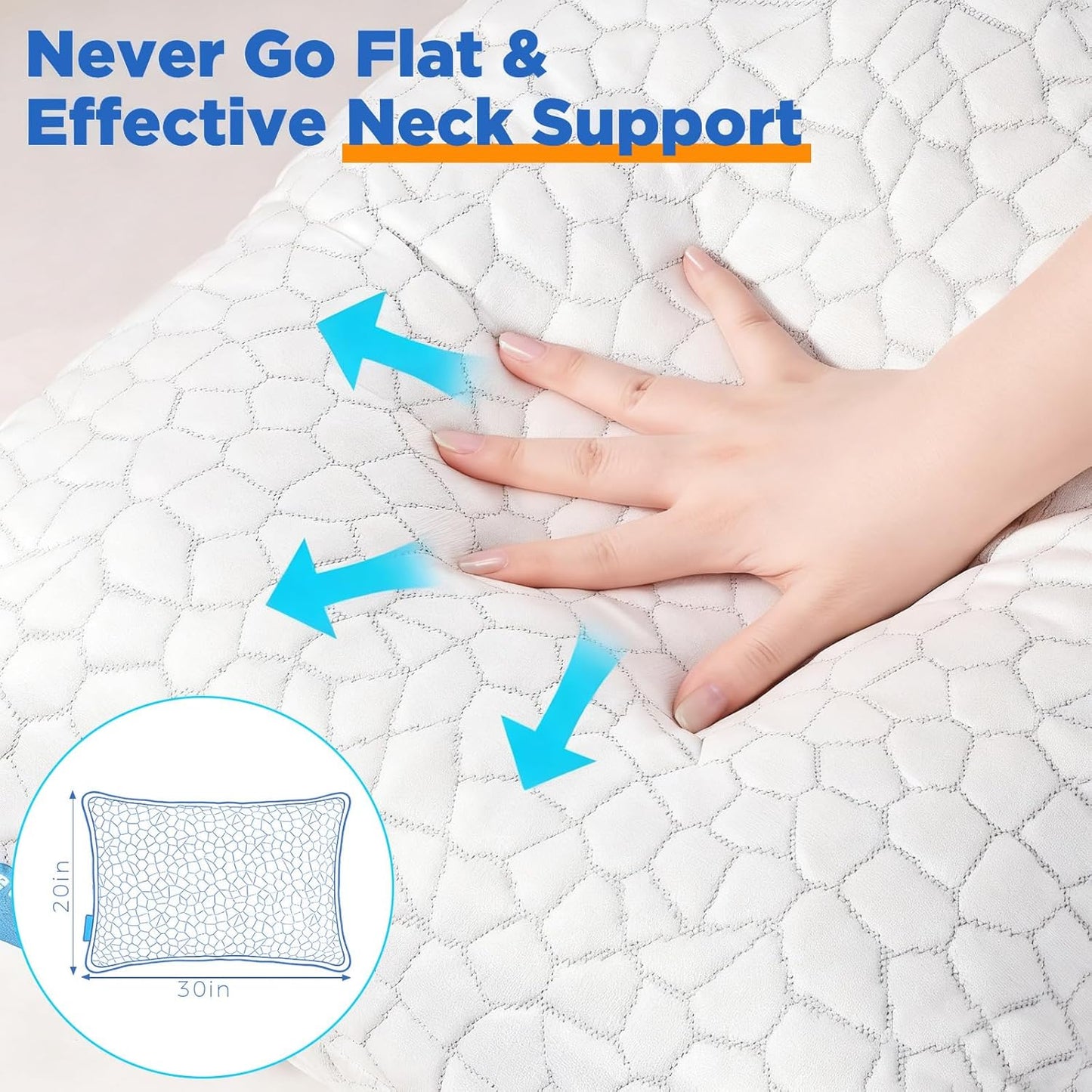 Skiennix Cooling Pillow Set - Adjustable Shredded Memory Foam | Queen Size 2-Pack for All Sleepers