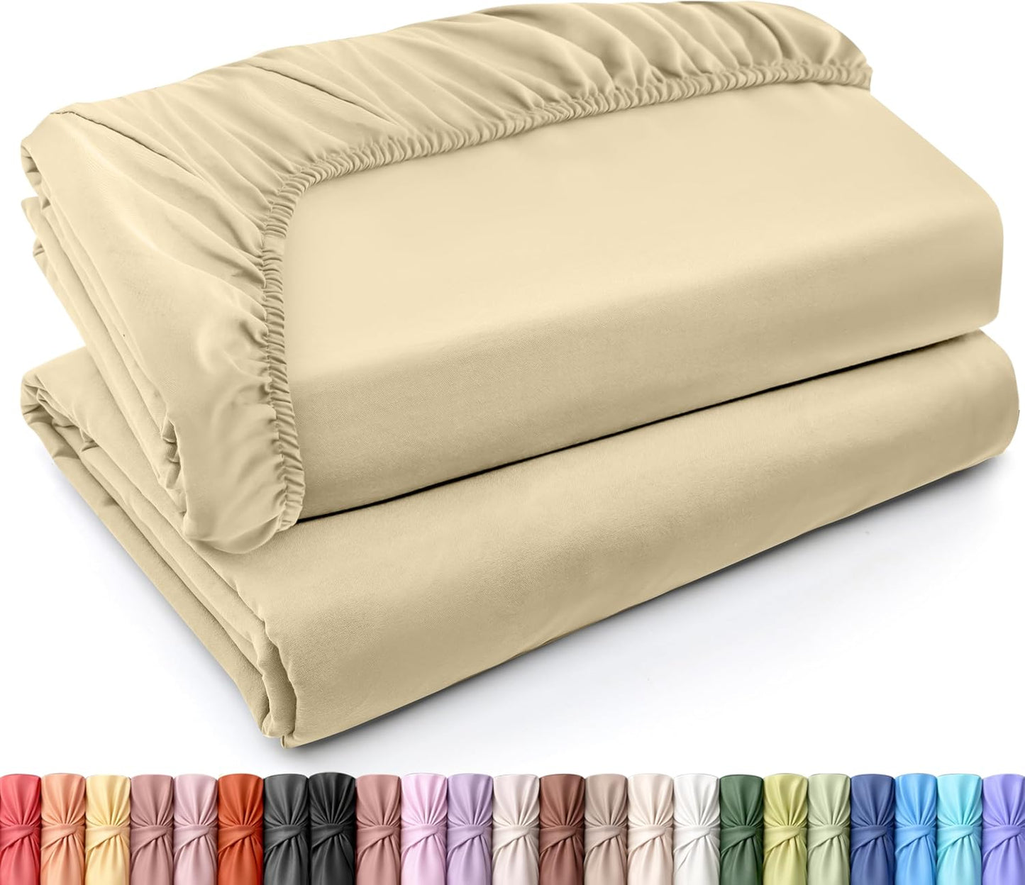 Utopia Bedding Twin Fitted Sheets - Soft Brushed Microfiber with Deep Pockets | Bulk Pack of 2, Beige