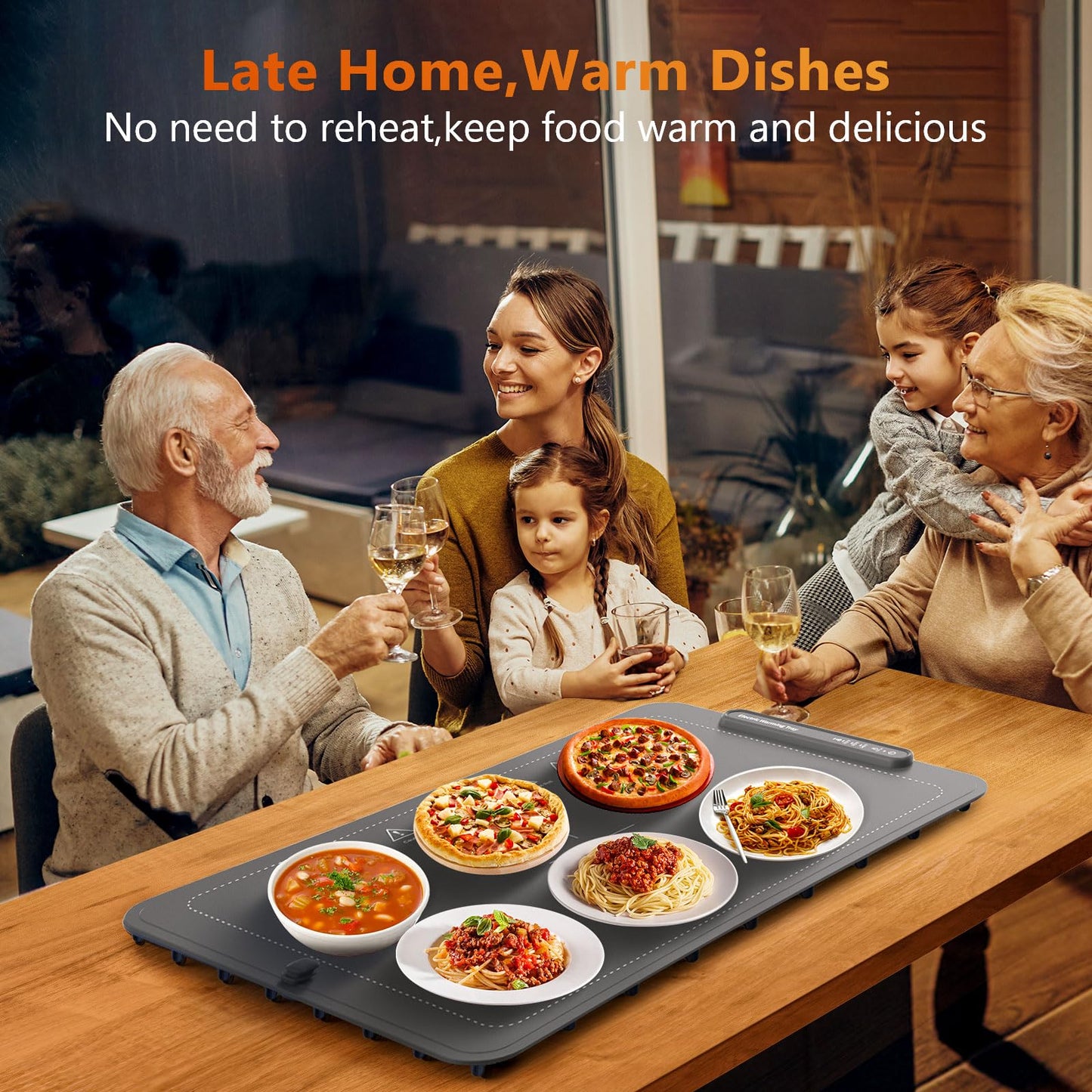 Food Warming Mat, Full Surface Heating Silicone Electric Warming Tray with 3 Level Temperature Settings, Auto Shut-Off, Foldable Roll Up Food Warmer for Parties Buffets, Gatherings