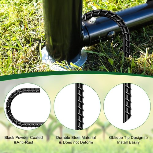Feed Garden Heavy-Duty 12-Inch J Hook Rebar Stakes - Galvanized Steel Ground Anchors (16 Pack)