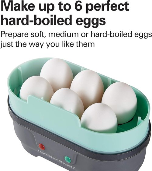 Hamilton Beach Electric Egg Bite Maker - Sous Vide Style Cooker with Nonstick Tray, Teal | Makes 2 Eggs in 10 Minutes