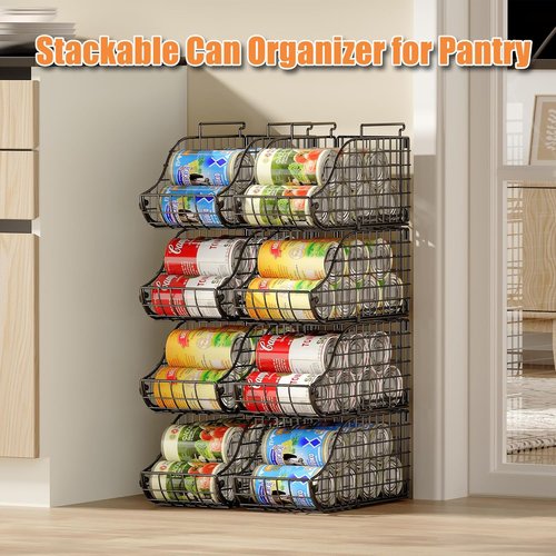 Can Organizer by [Brand Name] - 8-Pack Stackable Pantry Storage Bins | Holds Up to 72 Cans