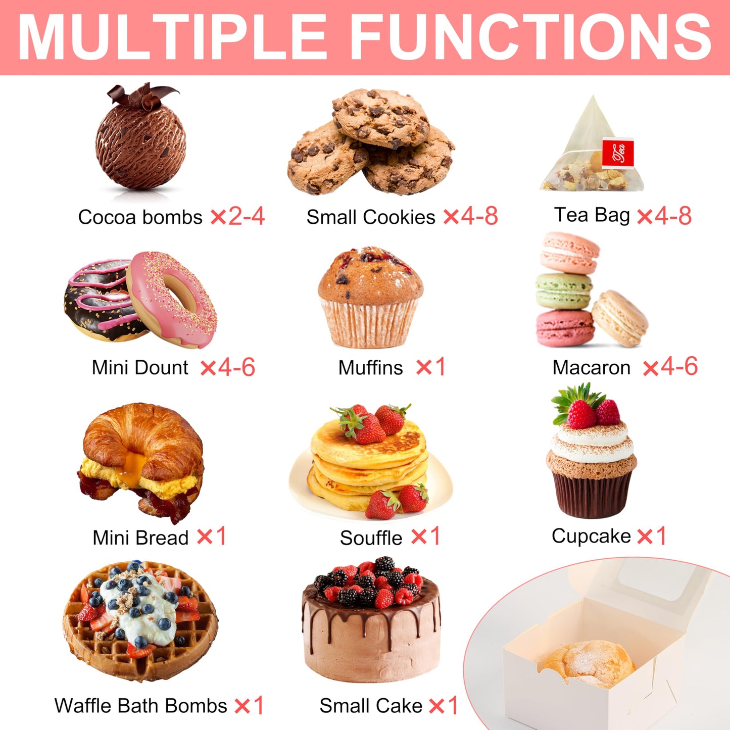 KGVZPT 50pcs White Cake Boxes with Window,5x5x2.5 Inches Small Bakery,Treat,Pastry,Cookie,Dessert Boxes,Macaroon,Donut,Candy,Christmas Gift Giving
