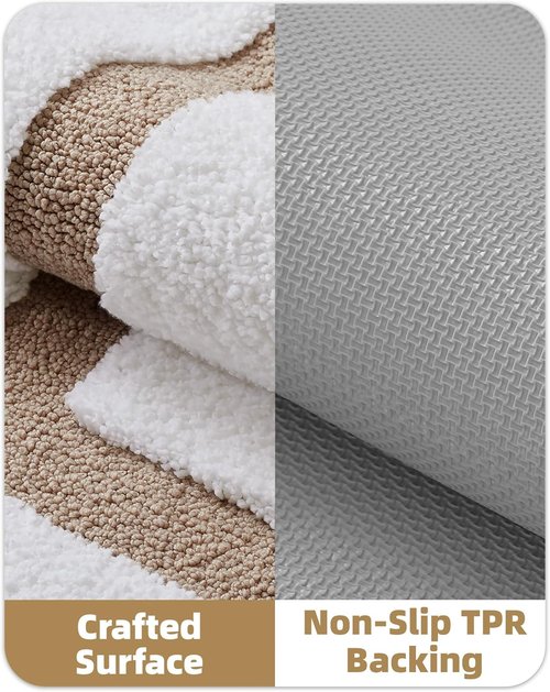 Color&Geometry White Bathroom Rugs - Extra Soft Microfiber, Non-Slip, Washable | 36x24 Inches