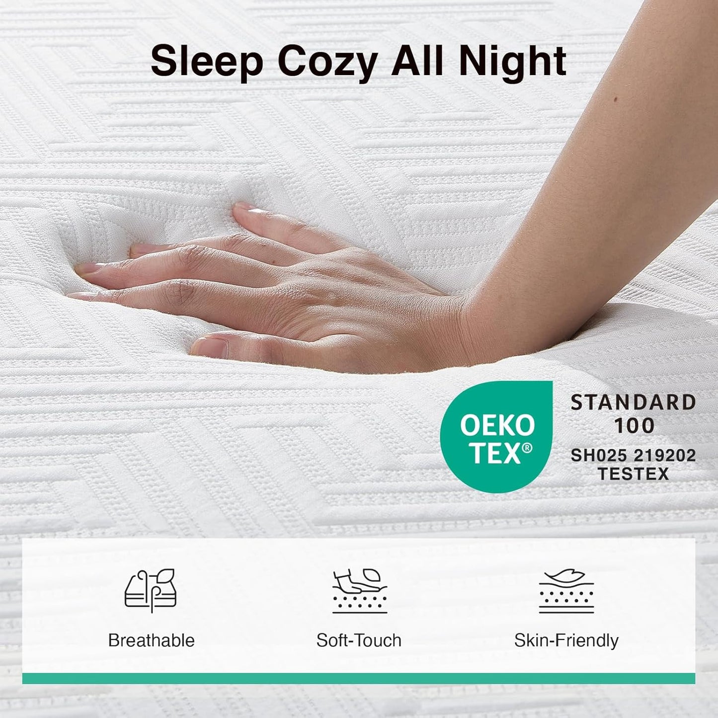 Novilla Twin XL Mattress - 8-Inch Memory Foam for Pressure Relief & Plush Comfort | Grey & White