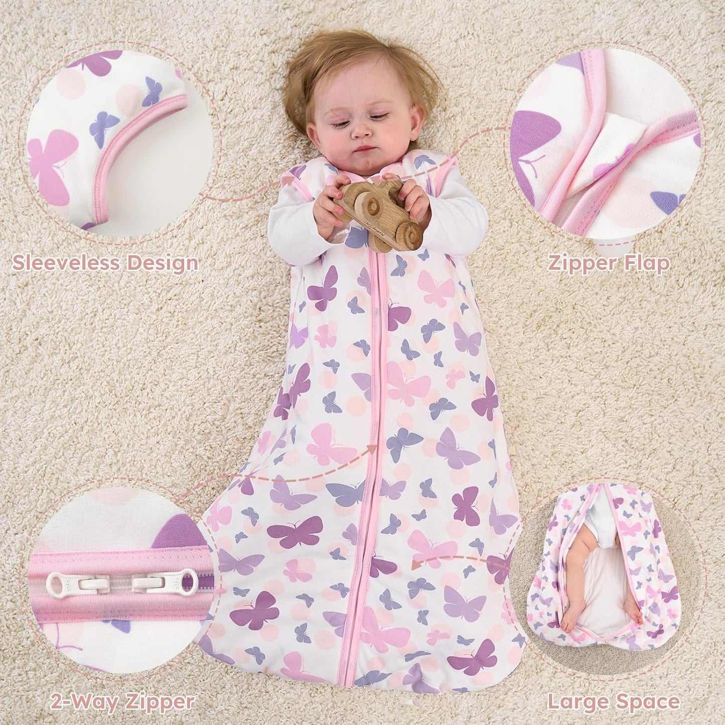 Yoofoss Baby Sleep Sack | 1.5 Tog Wearable Blanket for 6-12 Months | Soft Organic Cotton, 2-Way Zipper