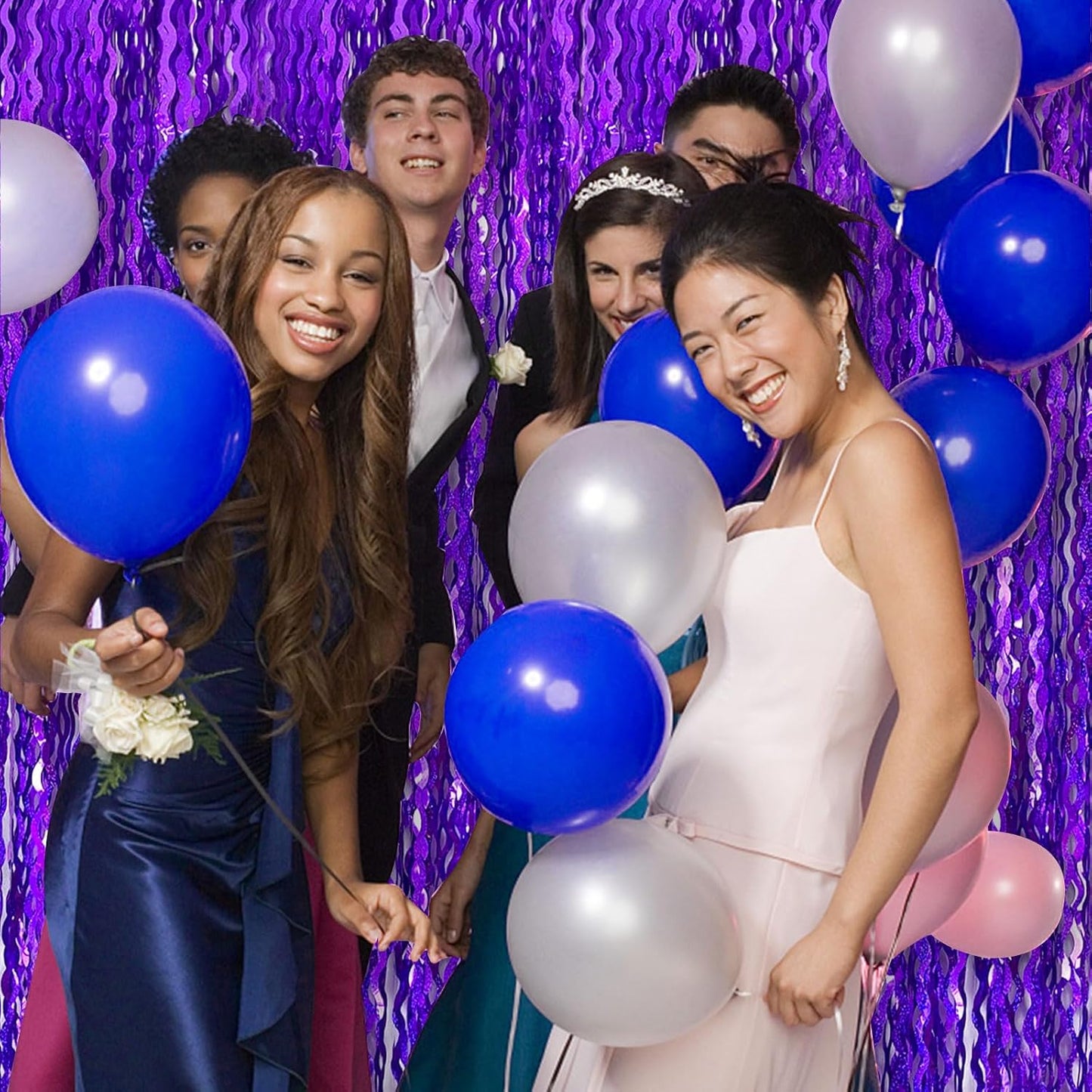 Skiennix Tinsel Foil Fringe Curtains - Sparkling Wavy Backdrop for Parties | Photo Booth Decor