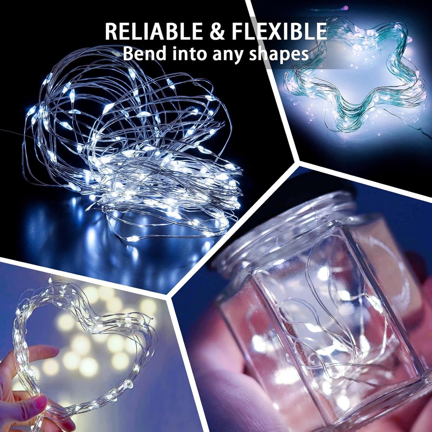 Skiennix 20 LED Fairy Lights - 7Ft Waterproof Twinkle String Lights for Weddings & Decor | 8 Pack