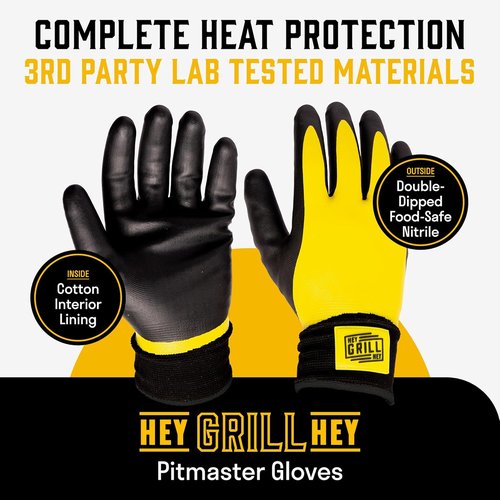 Hey Grill Hey Pitmaster Gloves - BBQ Heat-Resistant Gloves Up to 500°F | Fireproof & Waterproof | Large Size