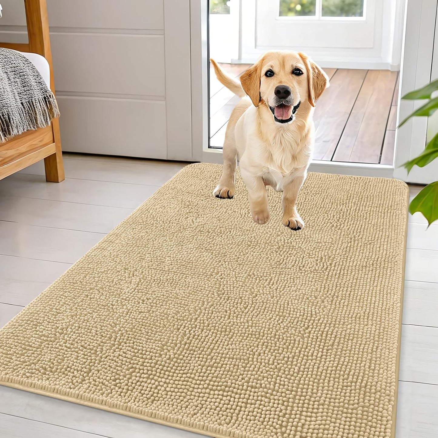 OLANLY Dog Door Mat - Absorbent Non-Slip Chenille Mat for Muddy Paws | 44x32, Quick Dry, Indoor Entryway Carpet