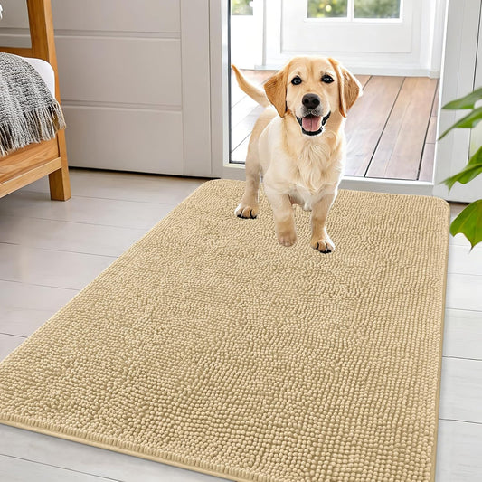 OLANLY Dog Door Mat - Absorbent Non-Slip Chenille Mat for Muddy Paws | 44x32, Quick Dry, Indoor Entryway Carpet