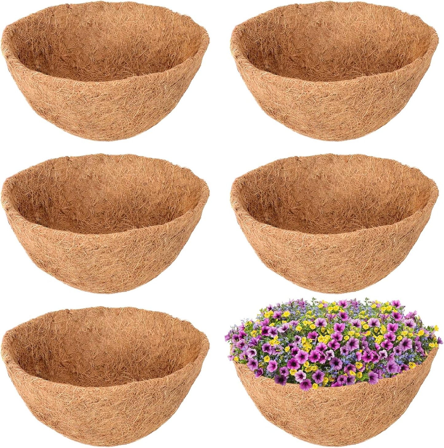Legigo 16-Inch Coco Fiber Hanging Basket Liners - 100% Natural Replacement for Flowers & Vegetables
